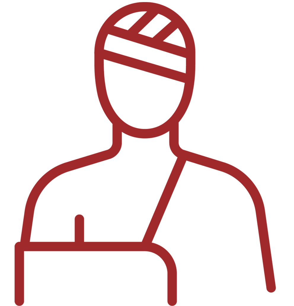 icon of a person with an injured head and arm